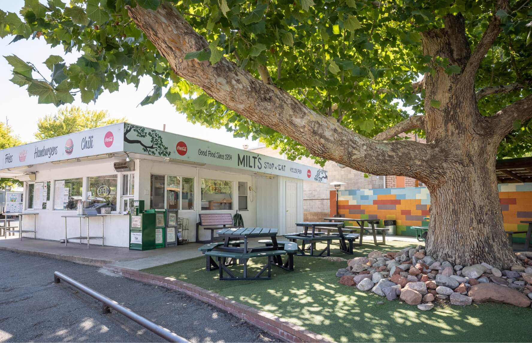 Milt's Stop n' Eat is a Classic American diner with outdoor seating in downtown Moab.